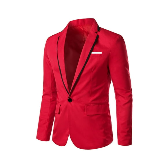Penkiiy Blazer for Men Men's Fashion England Solid Color High Quality Casual Single Breasted Suit Red Coats