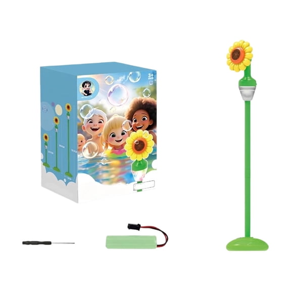 Automatic Sunflower Bubble Machine with Light and Music, Electric Outdoor Bubble Maker for Camping and Party