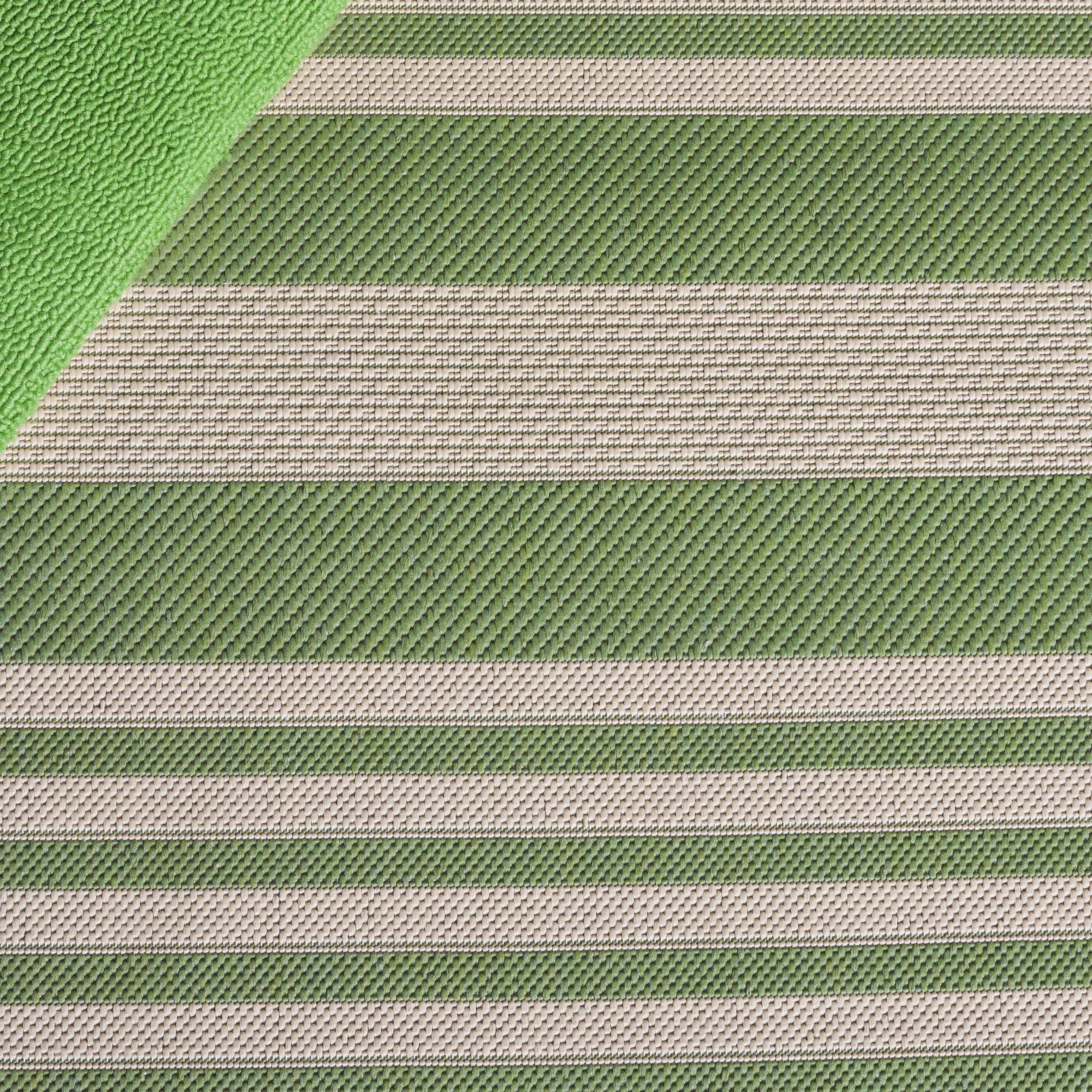 Safavieh Courtyard Caroline Striped Indoor/Outdoor Area Rug, Green/Beige, 5'3" x 5'3" Round