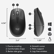 Logitech Wireless Mouse M190 - Full Size Ambidextrous Curve Design, 18-Month Battery with Power Saving Mode, Charcoal