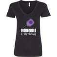 thumbnail image 3 of Inktastic Pickleball is My Therapy Funny Women's V-Neck T-Shirt, 3 of 5