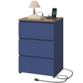 thumbnail image 6 of Homfa 3 Drawers Nightstand with Charging Station, Side Table with Storage for Living Room, Bedside Nightstand for Bedroom, Blue, 6 of 7