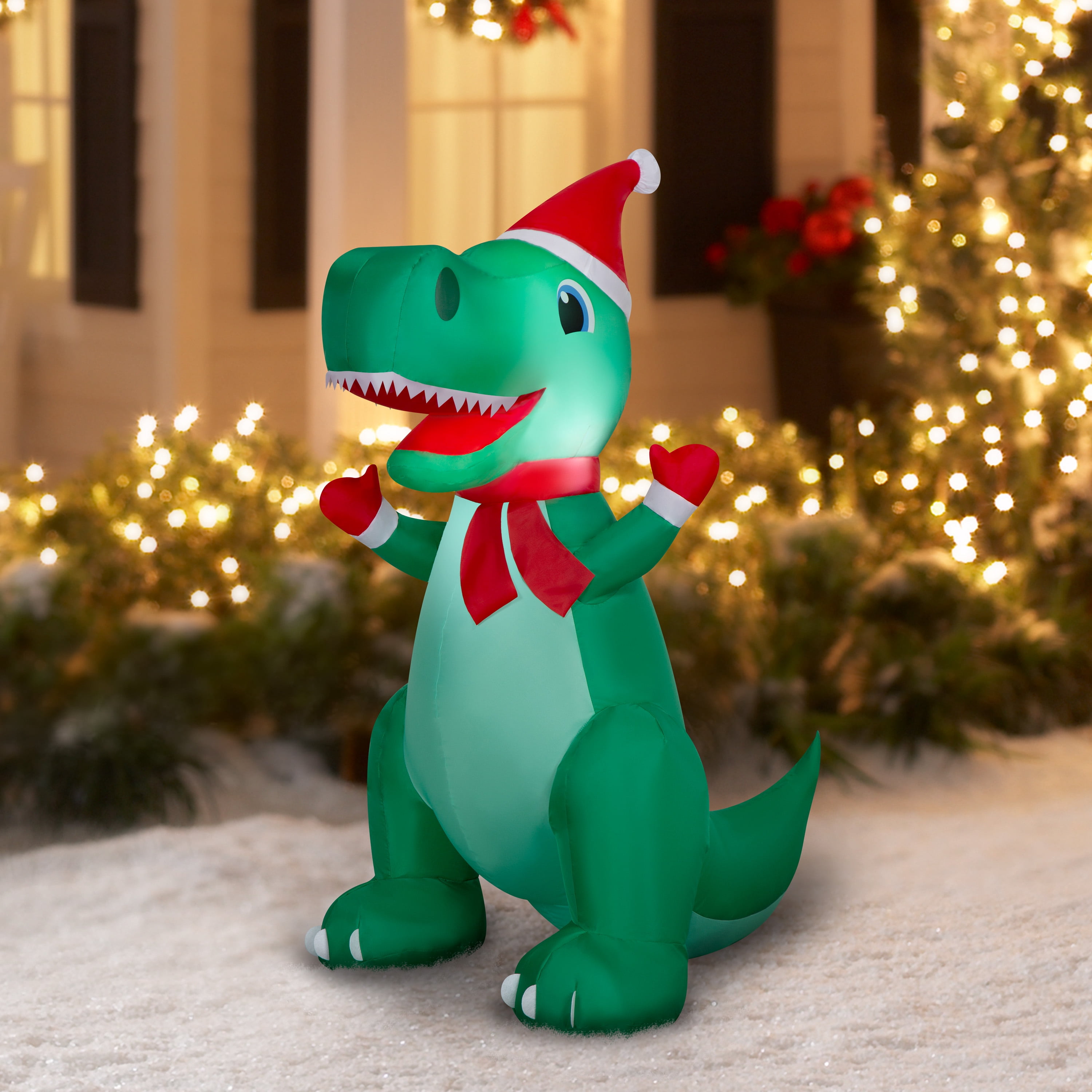 4 ft T-Rex Christmas Airblown Yard Inflatable, Multicolor, by Holiday Time
