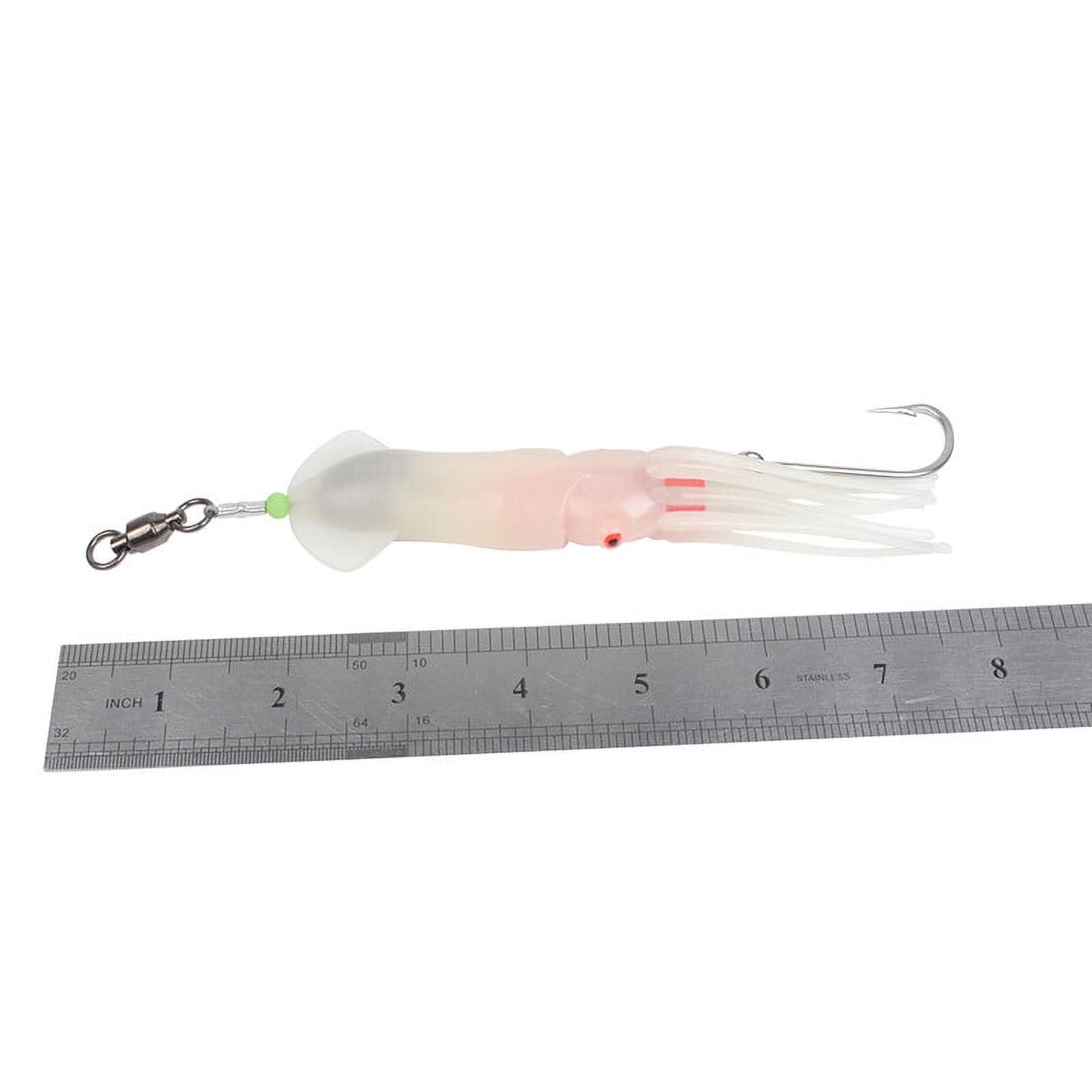 Dr.Fish Saltwater Fishing Lure Trolling Squid Offshore Teaser Bait 6" Built-in LED Light Mahi Sails Tuna Wahoo Marlin White