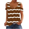 thumbnail image 1 of Camisas de Manga Corta para las Mujeres, Cuello en V Plegable de Impresión Del Hombro Top Casual Hecho de Poliéster Cómodo para el Verano, Tops de Bikini para las Mujeres, 1 of 8