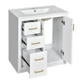 thumbnail image 7 of 30'' Bathroom Vanity with Ceramic Sink Combo,Solid Wood Frame Bathroom Storage Cabinet Freestanding Vanity Set with 3 Drawers& Soft Closing Doors, 7 of 7