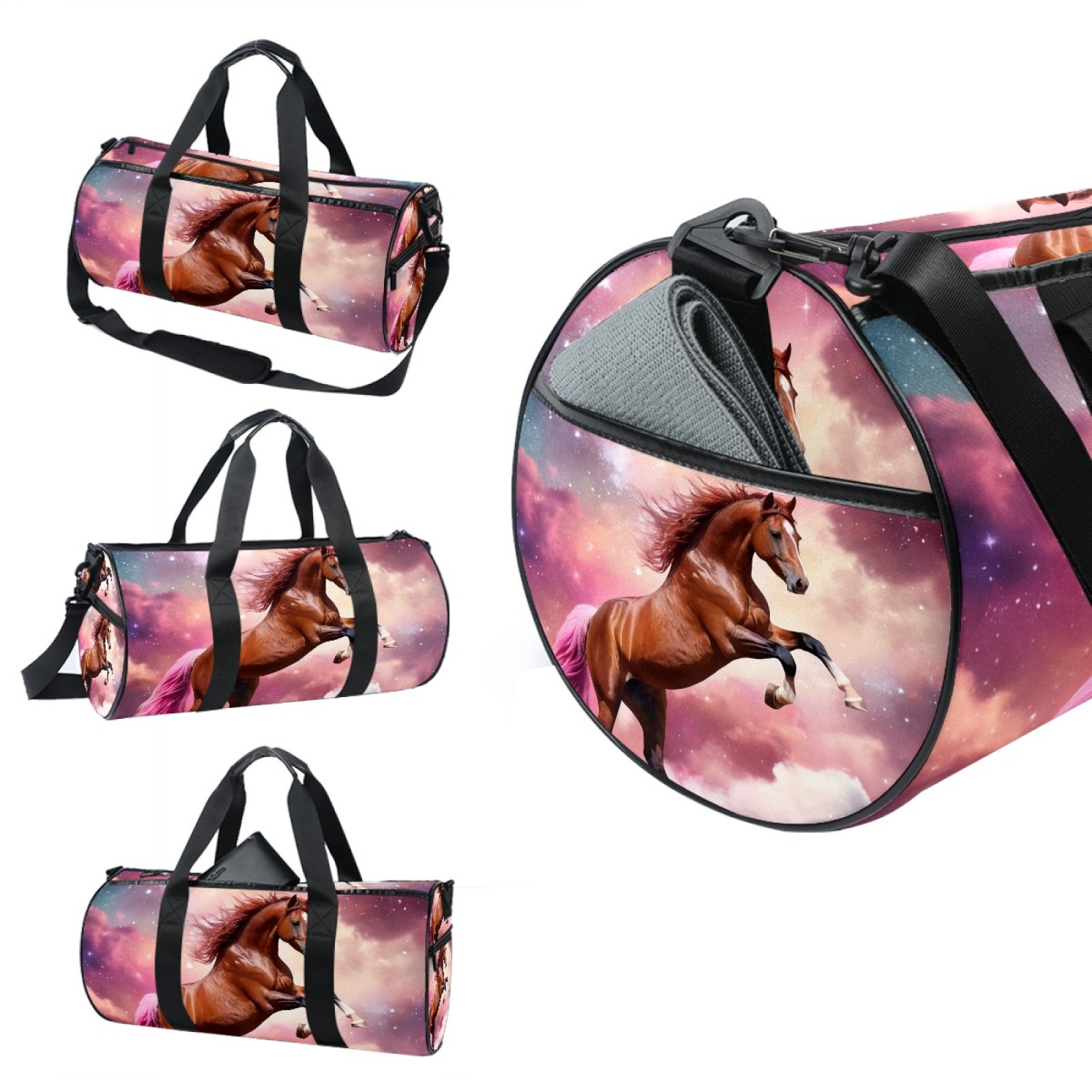 ERJLKXP Gym Bag for Men and Women,Galaxy Space Horse Carry on Duffle Bag for Travel,Sports,athletic,Fitness and Workout