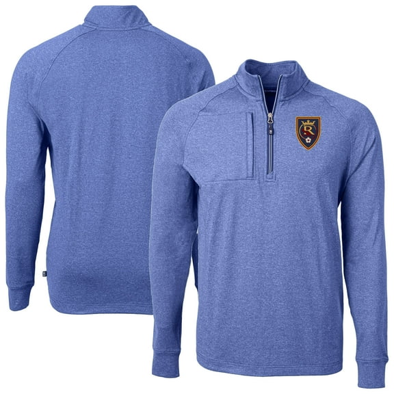 Men's Cutter & Buck Heather Blue Real Salt Lake Big & Tall Adapt Eco Knit Quarter-Zip Top
