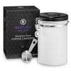 Bretani 24 oz. Stainless Steel Coffee Canister & Scoop Set - Large Airtight Kitchen Storage Container for Storing Beans & Grounds - White