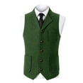 thumbnail image 2 of BVOFAR Men's Herringbone Tweed Suit Vest Business Formal Wool Blend Waistcoats Slim Fit Tuxedos Vests for Wedding Prom Green XL, 2 of 6