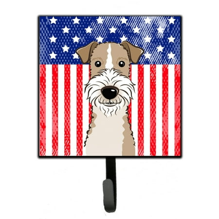 

Carolines Treasures BB2177SH4 American Flag and Wire Haired Fox Terrier Leash or Key Holder 7Hx4.25W multicolor