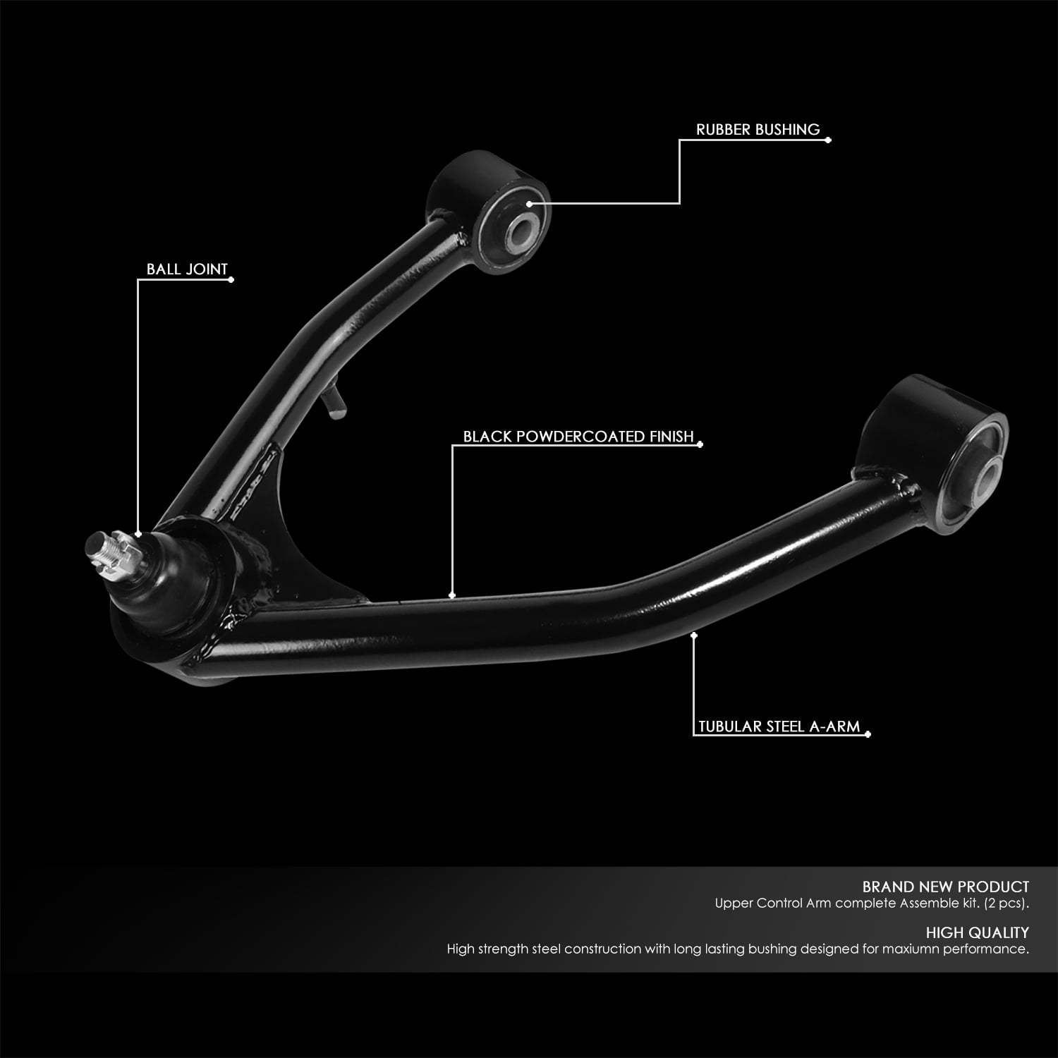 J2 Engineering J2-FUCA-CSI07-BB For 2007-2019 Silverado Tahoe Sierra Yukon XL 2"-4" Lifted Front Upper Control Arms Black