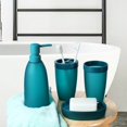 thumbnail image 2 of iMucci 4 Piece Green Soap Dispenser Toothbrush Holder Lotion Bottle Modern Home Bathroom Accessories Set Wash Kit, 2 of 5