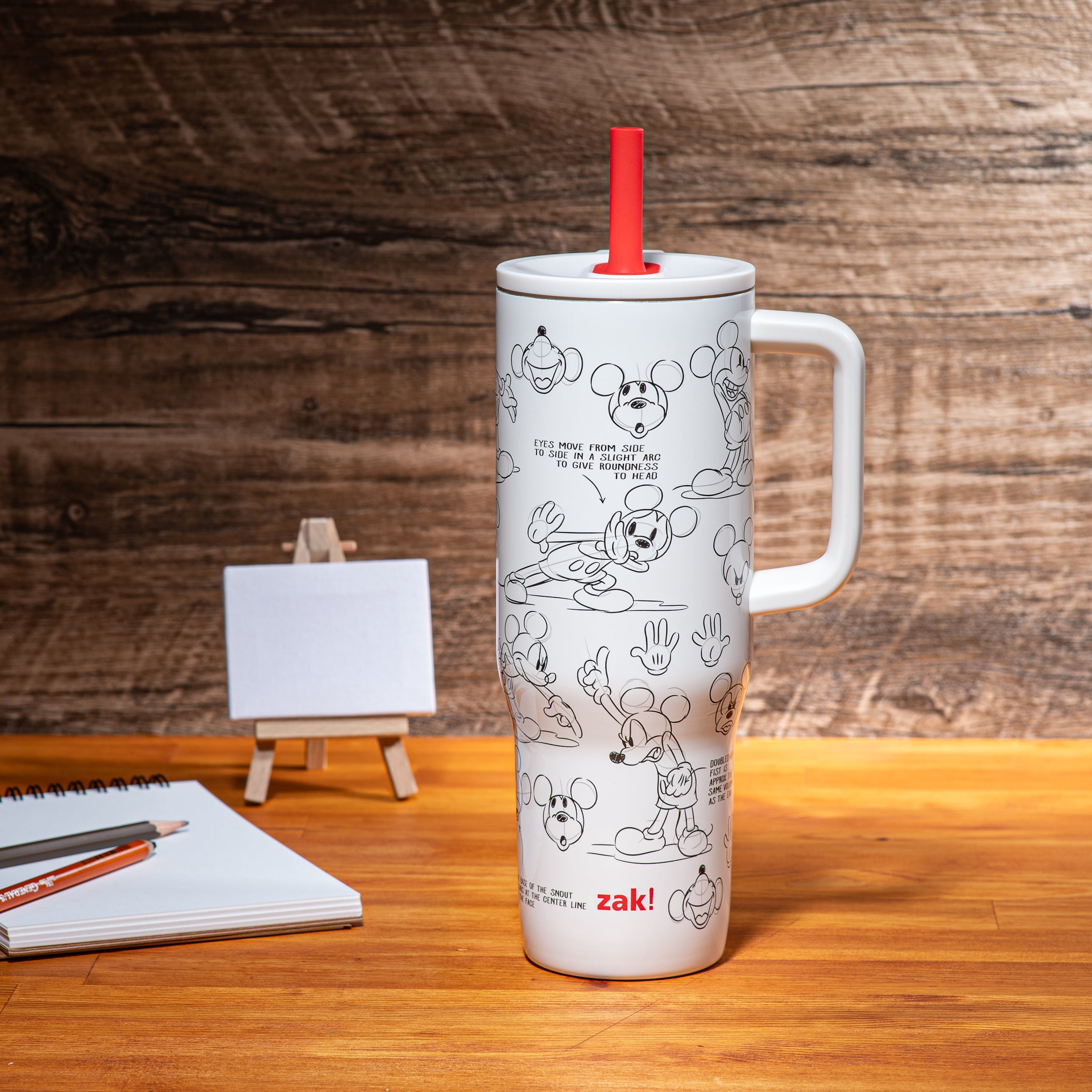 Zak Designs 30oz Mickey Double Wall Stainless Steel Vaccuum Insulated Sutton Straw Tumbler