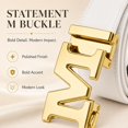 thumbnail image 2 of TRISJEM Unisex White M Buckle Belt, PU Leather Fashion Belt with Statement Letter Buckle, Adjustable Waist Belt for Men and Women, 2 of 8