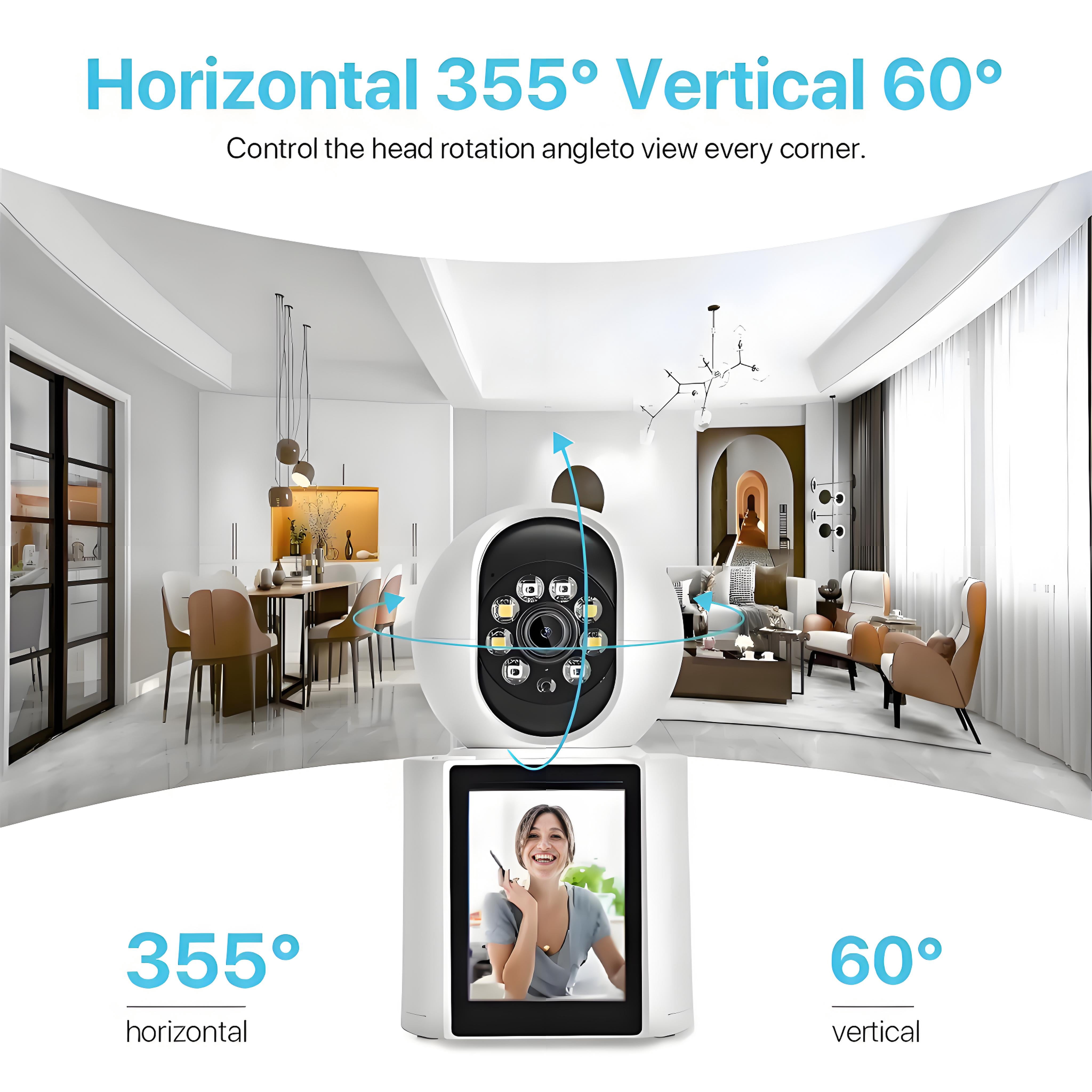 1080P Video Baby Monitor with 2.8" Ips Screen, Wifi Indoor Smart Camera for Baby, Two-Way Audio, Infrared Night Vision, AI Motion Detection,White