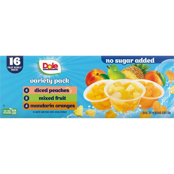 Dole No Sugar Added Mixed Fruit Variety Pack, 4 oz., 16 pk
