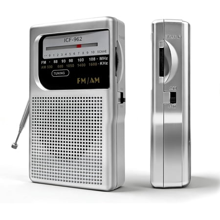 Radios Portable AM FM Small Radio with 3.5 Input for Headphones Earphone Analog Tuning Transistor Pocket Radio with Hand Strap Used for Running/Walking/Traveling