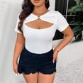 thumbnail image 2 of Haut pour Femmes Grande Taille Coupe Ample Col Rond Manches Courtes Blouse Décontractée Mode T-Shirt d'Été Confortable Coupe Décontractée Tee-Shirt, 2 of 5