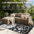 thumbnail image 3 of LUOVEN 9x12 Reversible Outdoor Waterproof Rug Plastic Straw Patio Mat for Backyard, Deck, RV, Camping, Porch, Black & White, 3 of 8