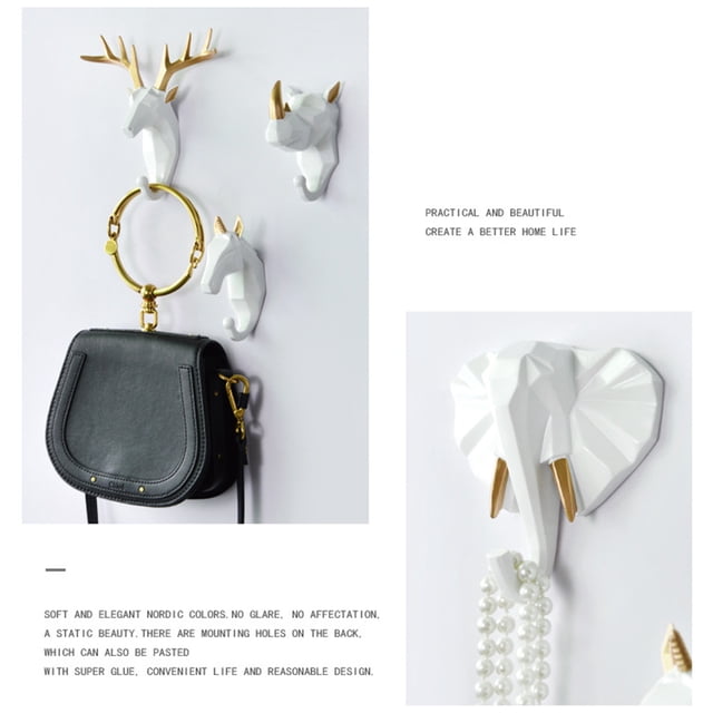mmirethe Coat Hooks Made Of Resin Ensuring Long-lasting Not Easy To Wear. Easy To Install golden (deer) 1Set