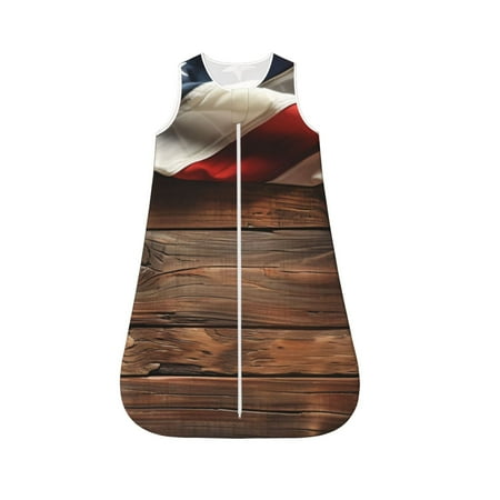 

Honeii Rustic American Flag Wood Print Unisex Babies Sleepbag Wearable Blanket Baby Sleeveless Sleeping Bag-Small