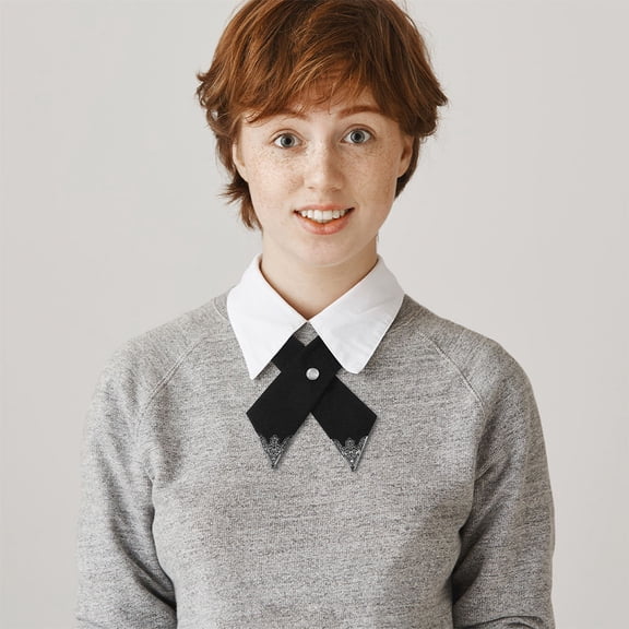 LOLIPPYY 2Pcs Criss Cross Bow Tie Pre Tied Adjustable Black Fabric Neck Tie Accessories For Men Women