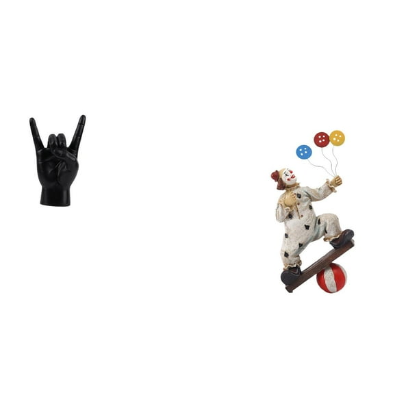 Estatua del gesto de la roca,Estatuas y figuras de dedos con gestos de música rock,Figuras de payaso,Escultura de payaso como adorno de mesa,Colección de estatuillas de payasos adorables