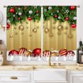 thumbnail image 4 of CUH Christmas Modern Topper Kitchen Curtains Semi Sheer Bedroom Decor Drapes Santa Tiers Cafe Short Panel Style-5 W:28"x H:39"*2 Panels, 4 of 6