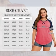 LANREMON Women Plus Size tops Summer t shirts Tunic for Women Crew Neck Short Sleeve Flowy Oversized T Shirts Clothes Pink 24 Plus