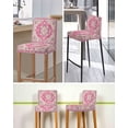 thumbnail image 5 of Boho Pink Bar Stool Covers Set of 2, Middle Century Boho Geometric Abstract Southwestern Stretch Bar Chair Covers with Backs, Removable Pub Counter Height Chair Cover for Kitchen Dining Room Cafe, 5 of 7