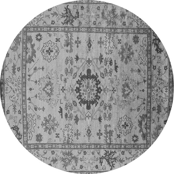 Ahgly Company Indoor Round Oriental Gray Industrial Area Rugs, 8' Round