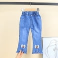 thumbnail image 2 of Girls' Jeans 18 Elastic Waistband Pull on Baggy Demin Jeans Relaxed Fit Stretchy Soft Trousers Streetwear Girls Back To School Clothes, 2 of 6