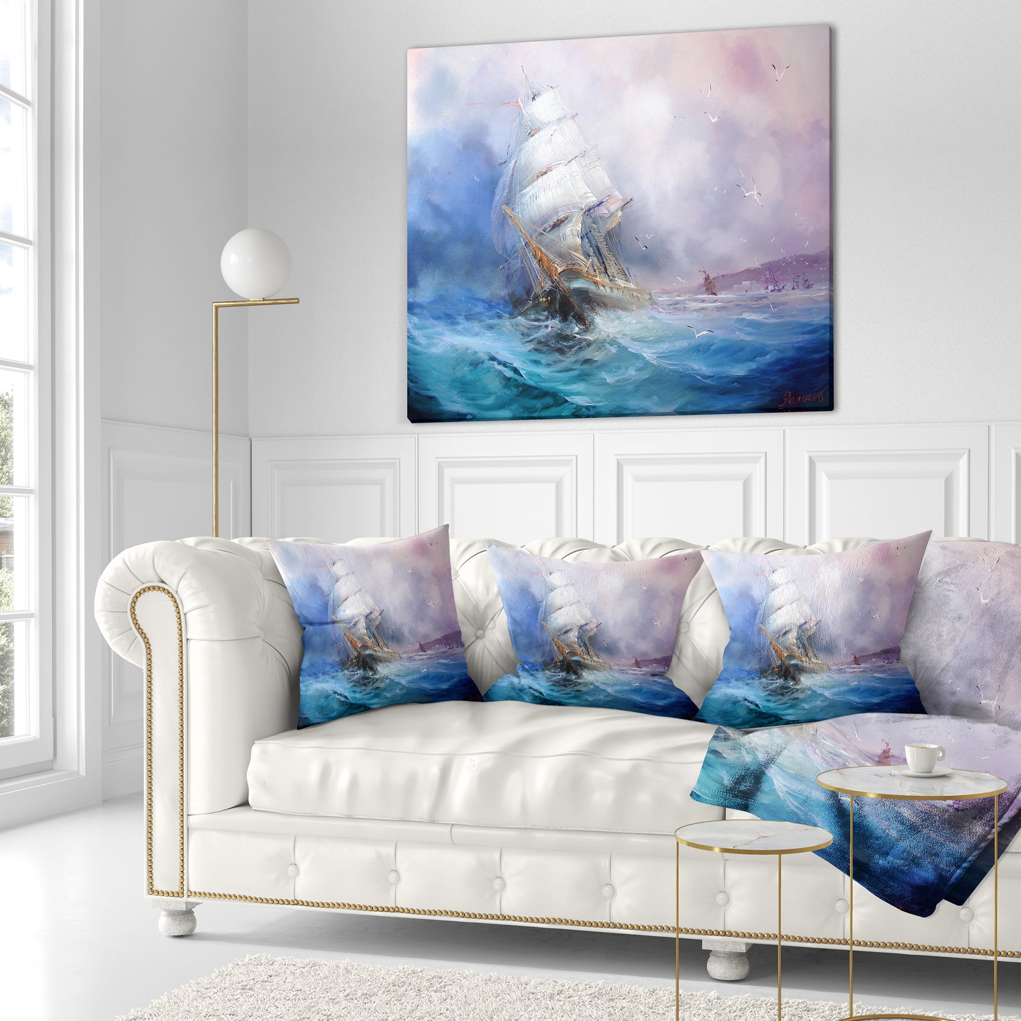 Designart Sea Breeze - Seascape Throw Pillow - 16x16