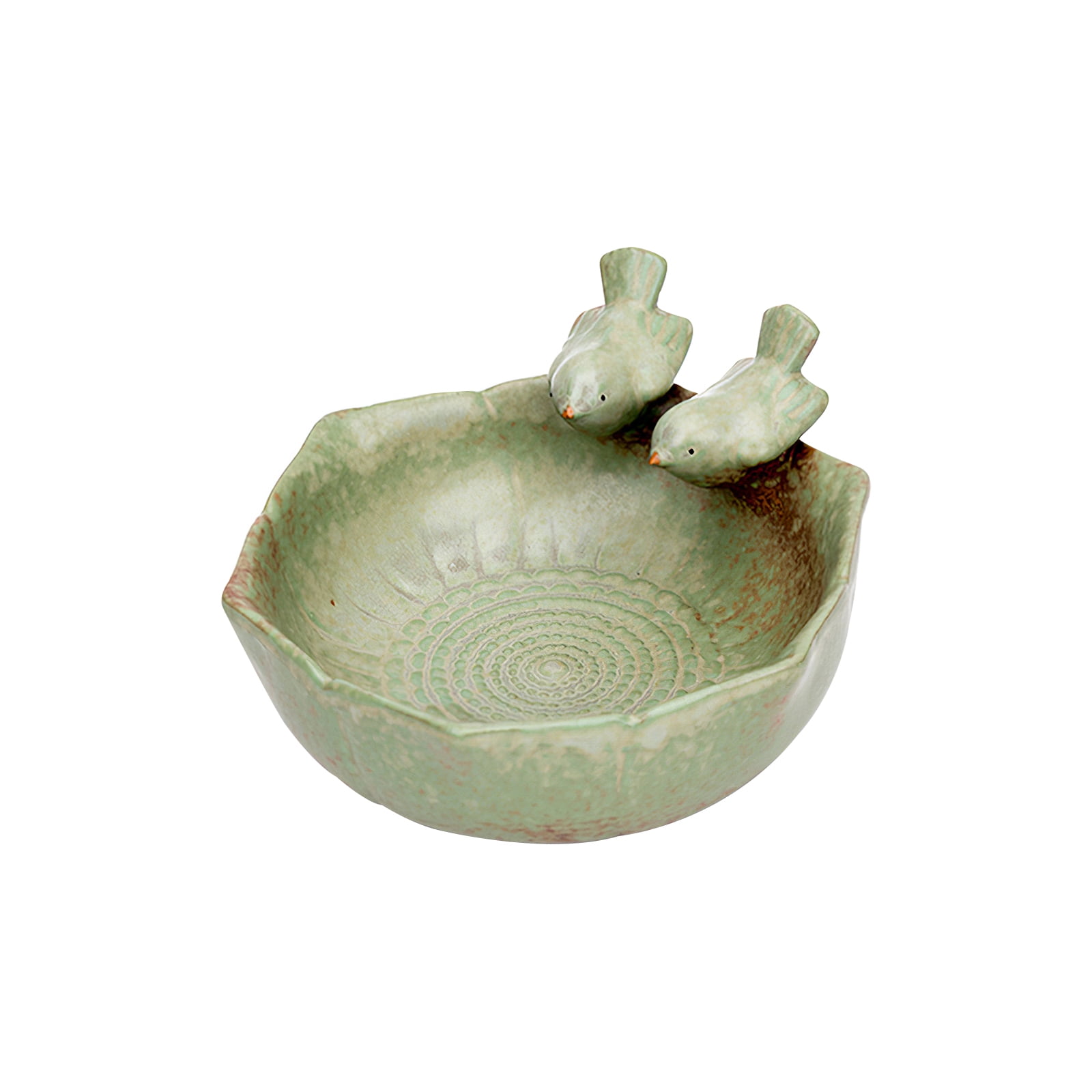 ViiTech Ceramic Bird Feeder Bird Bath Bowl Retro Finish Bird Food Container Holder Fruit Plate