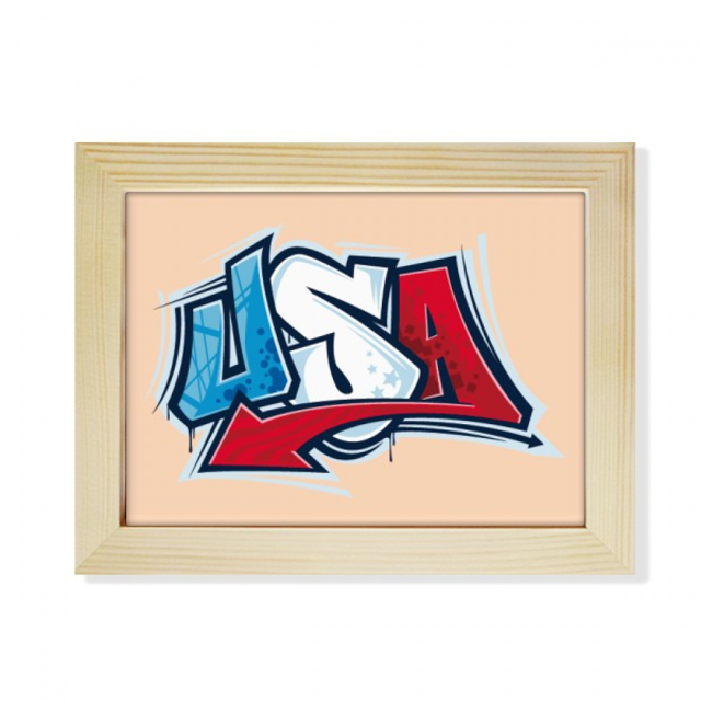 Usa American Style palabras Graffiti Escritorio de madera Arte Pintura 6x8 pulgadas marco de foto foto