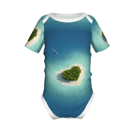 

Lukts Paradise Island Print Baby Short Sleeve Romper Onesie for Newborn Baby Boys and Girls-6 Months