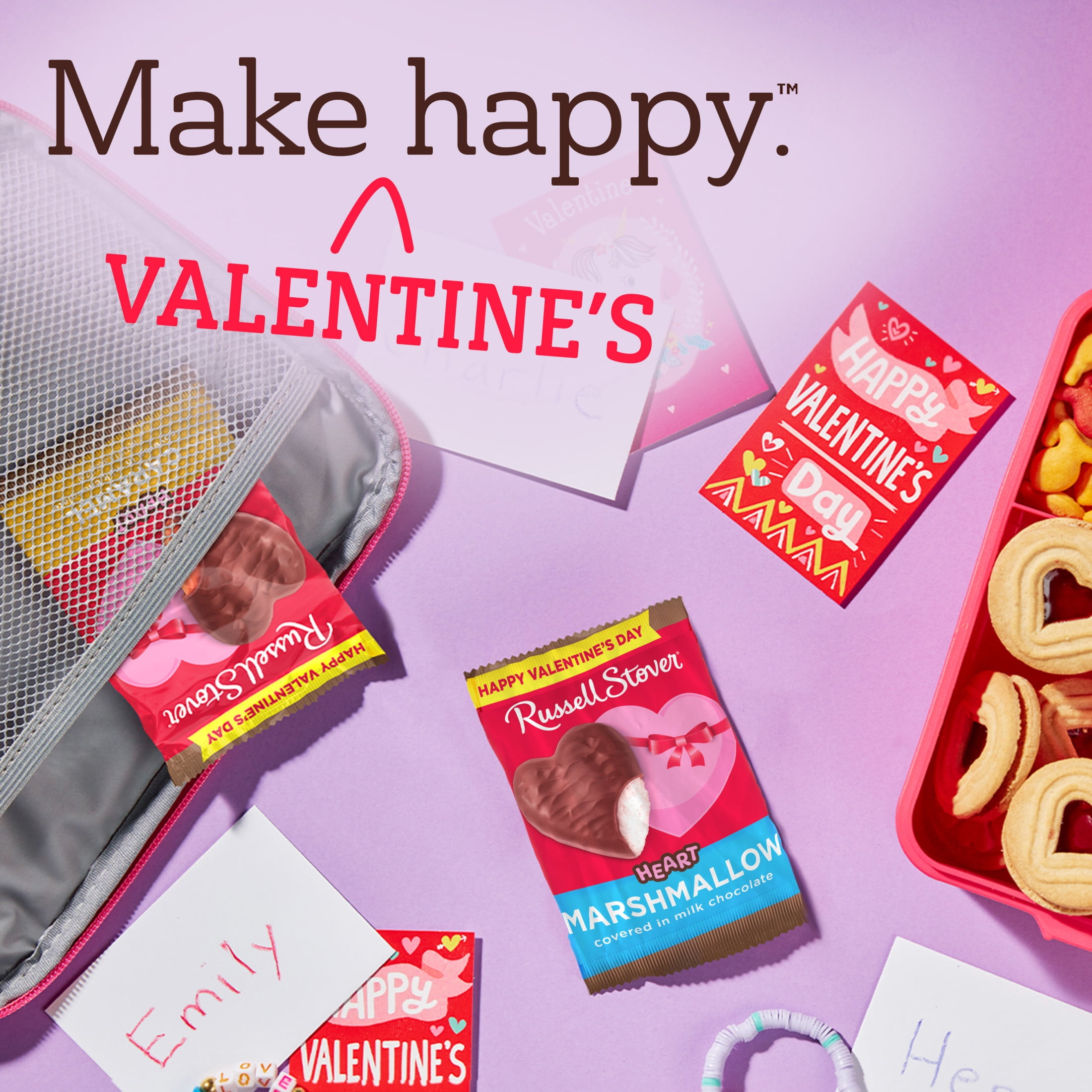 (3 pack) Russell Stover Valentine's Day Milk Chocolate Marshmallow Heart Candy Bar, 1.3 oz.