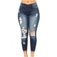 thumbnail image 1 of ICHUANYI Clearance Women's Solid Color Ripped Trousers Casual Pants With Pockets(Dark Blue, XL) ICHUANYI WER2023081200340, 1 of 9
