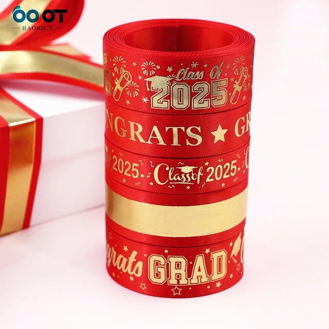 CIMAXIC Party 5 Rolls Graduation Season Present Wrapping Ribbon 5 Yards Decorative Class Ribbon For Graduation Party Polyester Ribbon For Crafting Present Flower Bouquets,177.17"X0.63"X0.04"