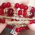 thumbnail image 4 of YUEHAO Bracelets Women Bohemian Hand String Ocean Style Multi Circle Pearl Bracelet Red, 4 of 7