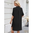 thumbnail image 6 of Deago Women's Short Sleeve V Neck Button Down Shirt Dresses Casual Loose Summer Dress Swimsuit Cover Up (Black, S), 6 of 8