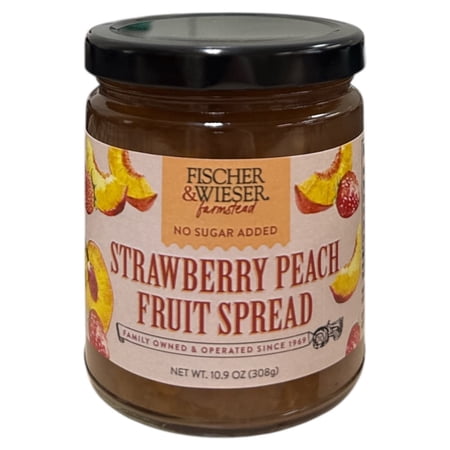 Fischer & Wieser Strawberry Peach Fruit Spread, No Sugar Added, 10.9 oz