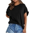 thumbnail image 2 of Patlollav Women Tees Under $10,Womens Plus Size T Shirts Solid Crewneck Short Sleeve Summer Athletic Boyfriend Tees Shirt Loose Tops, 2 of 6