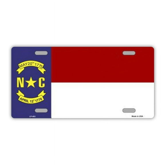 License Plate, Metal Vanity Tag Cover, North Carolina State Flag, 12" x 6"