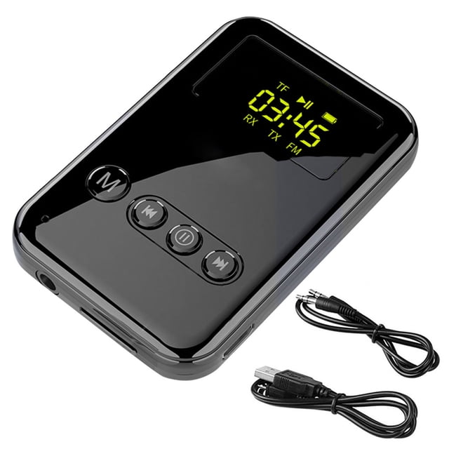 Transmisor de audio con pantalla digital Receptor 4 en 1 Llamada manos libres Adaptador de audio 5.0 compatible con Bluetooth inalámbrico Eigraketly EL000353-00B