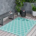 thumbnail image 2 of Luxor Outdoor/Indoor Area Rug, Teal and Ivory, 5'3" x 7', 2 of 7