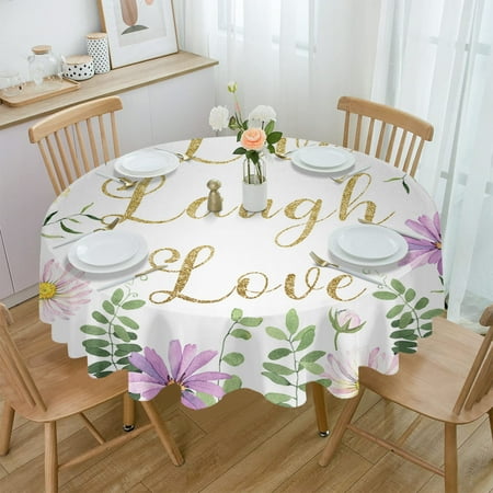 

Wildflower Leaves Round Tablecloth Waterproof Wedding Party Table Cover Holiday Dining Table Tablecloth