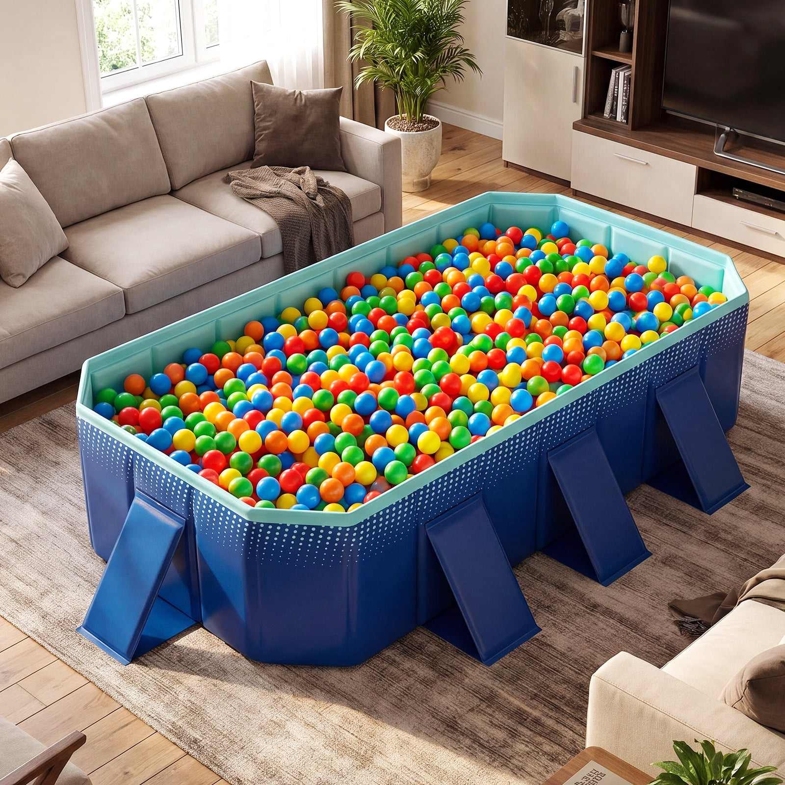 Costway Non-Inflatable Folding Kiddie Outdoor Swimming Pool,Portable Around Ground Pool Gradient + Green