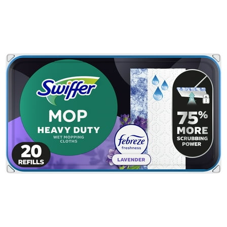 Swiffer Heavy Duty Mop Wet Multi-Surface Cloth Refills for Floor Mopping, Lavender, 20 Count